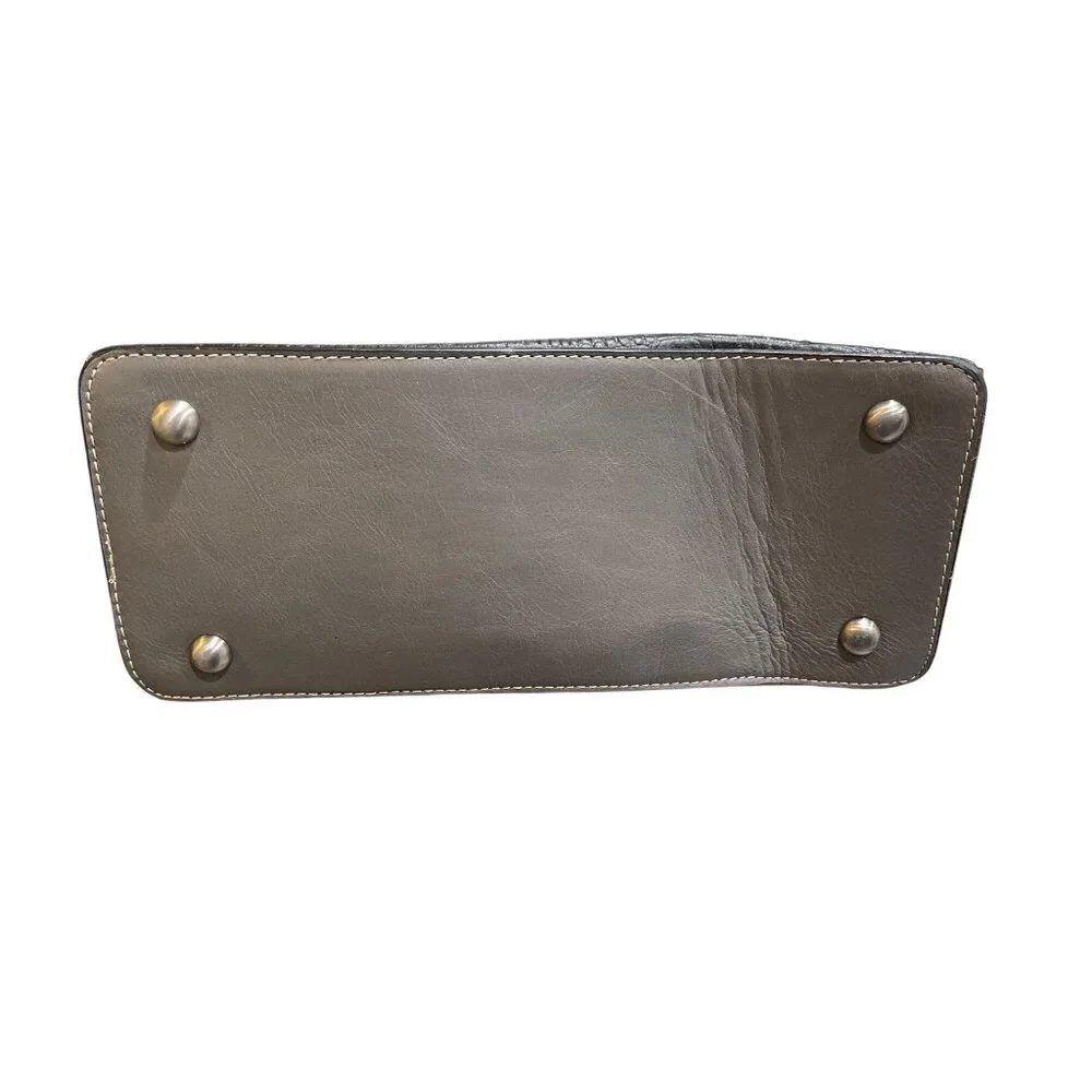 Firenze Bella RFID-Blocking Gray & Black Genuine Leather Shoulder Bag - Picture 7 of 8